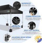 COBIZI 10x20 Heavy Duty Pop-Up Canopy Tent With 6 Sidewalls - Black