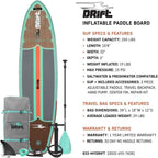 Drift Aero Inflatable Stand Up Paddle Board With Accessories, Classic Woodgrain, Adult, 10'8"