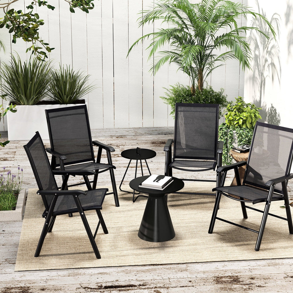 Patio Folding Stackable Outdoor Sling Chairs, 4 Count, Black - 22.87in L x 25.15in W x 37in H