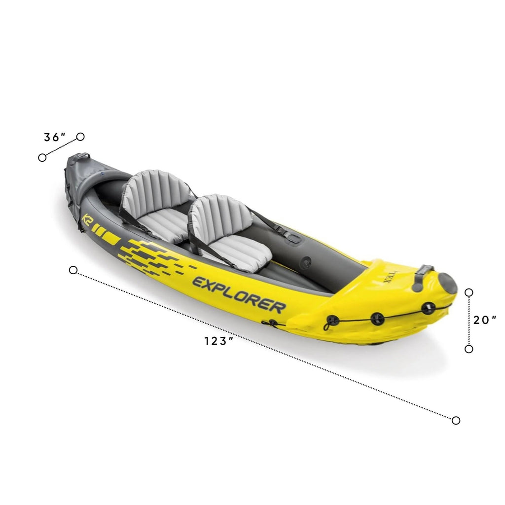 Intex Explorer K2 2-Person Inflatable Kayak Set, Yellow - 68307EP