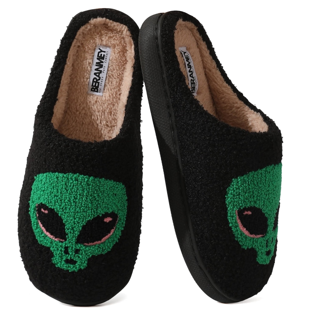 BERANMEY Halloween Slippers for Women Perfect Soft Plush Comfy Warm Slip-On Cute Womens Slippers Indoor Fluffy House Slippers for Women and Men Non-slip Fuzzy Flat Slides
