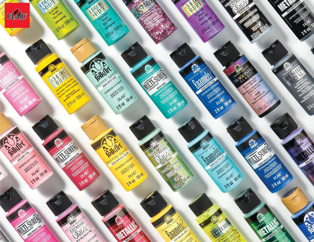FolkArt 7494E Glow-in-the-Dark Acrylic Paint Set, Matte Finish, Set of 6, 12 fl oz