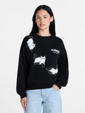 Scaredy Cat Club Women's Halloween Graphic Crew Pullover Sweatshirt