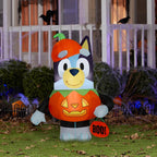Gemmy 3.5 ft Airblown Blowup Inflatable Bluey in Pumpkin Costume Outdoor Decoration - Orange