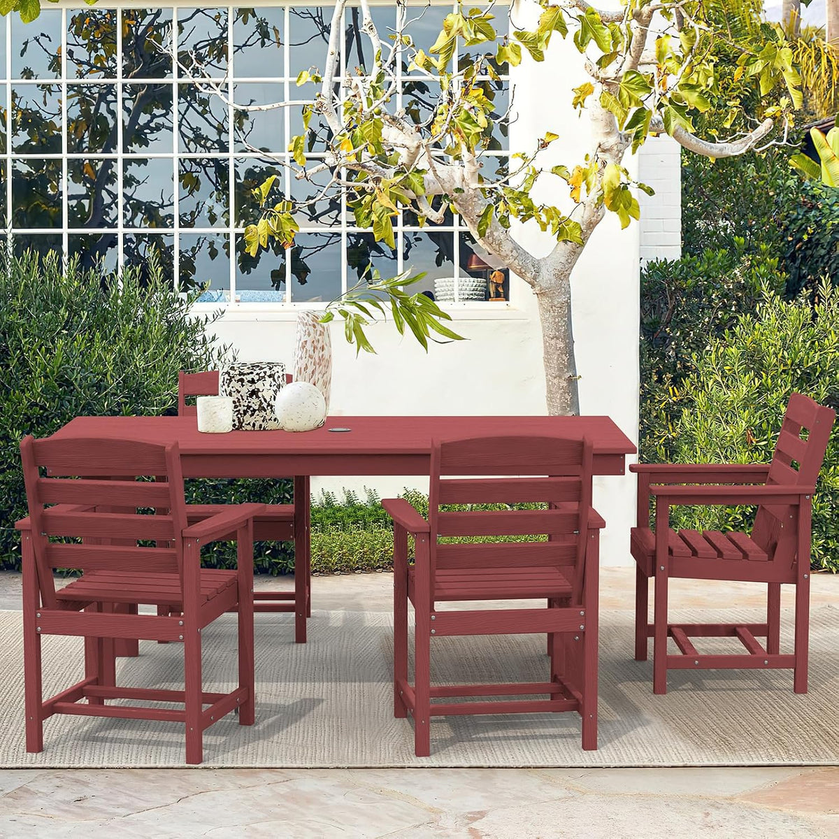 SERWALL 7-Piece HDPE Patio Dining Set, Aruba, 66.9in D x 32.2in W x 29.1in H