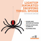 Light-Up Animated Dropping Tinsel Spider Decoration, Black and Red, 2', Halloween by Way To Celebrate