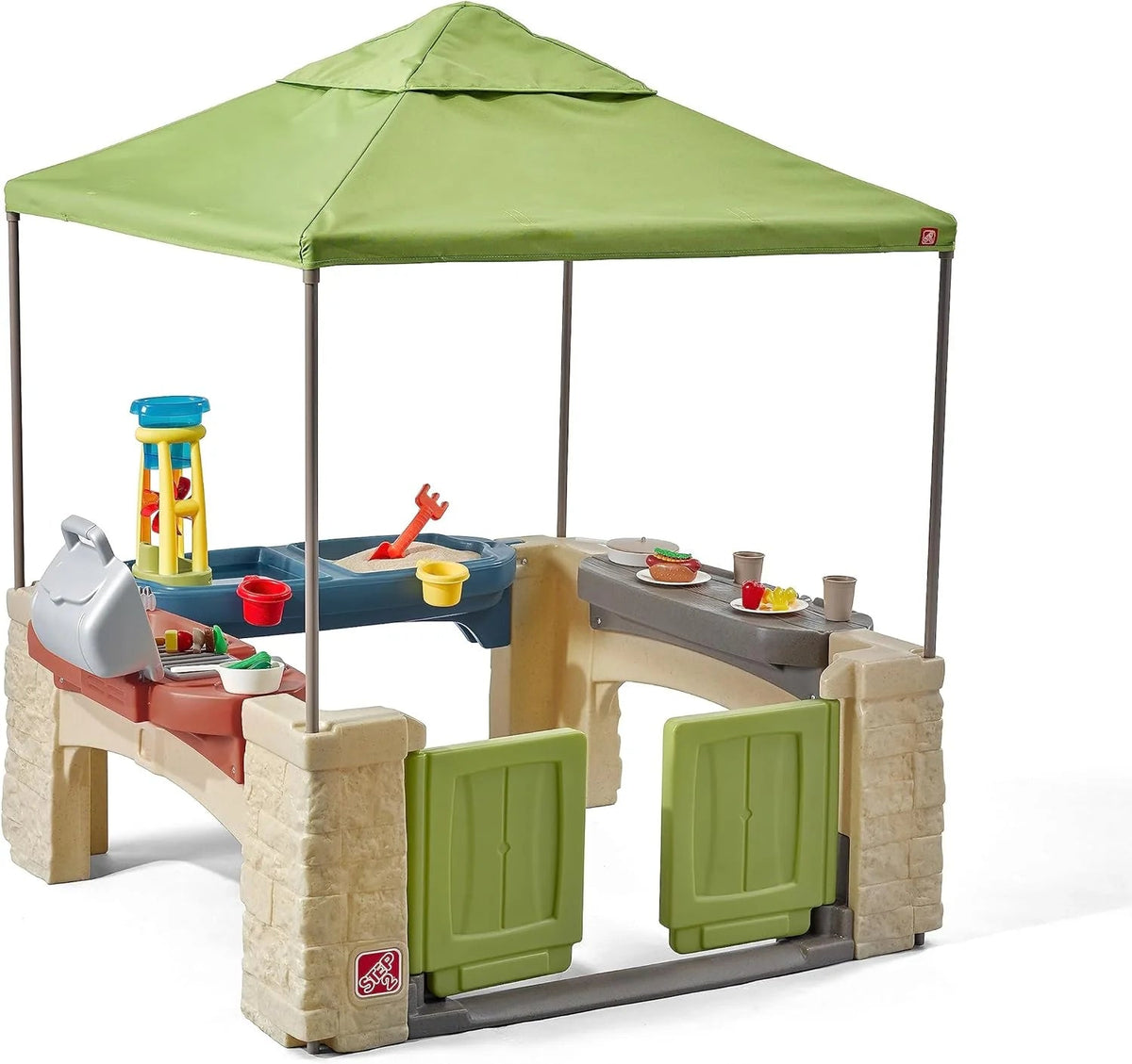 Step2 Kids' All Around Playtime Patio Kitchen Play Set With Canopy, 47.5 x 47.5 x 60 Inches - 874100