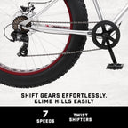 Mongoose Malus Adult Fat Tire Mountain Bike, 26-Inch Wheels, 4-Inch Tires, 7-Speed - R5714C