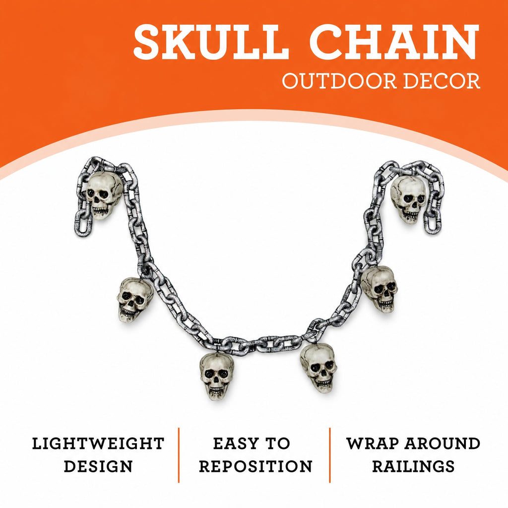 Skull Chain Decoration, Silver, 6', Halloween by Way To Celebrate