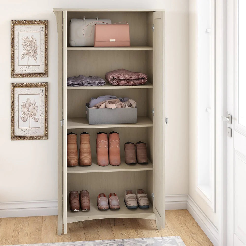 Tall Freestanding Storage Cabinet With Doors And 5 Shelves