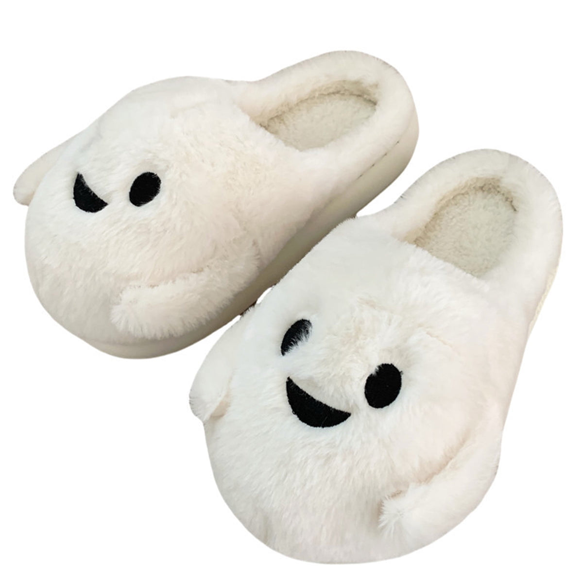 KEVCHE Halloween Ghost Pumpkin House Slippers, Warm Cozy Plush Slippers for Indoor Outdoor Home, Cute Spooky Holiday Footwear for Fall Winter Comfort