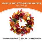 Peonies and Hydrangeas Wreath, Multicolor, 24", Fall by Way To Celebrate