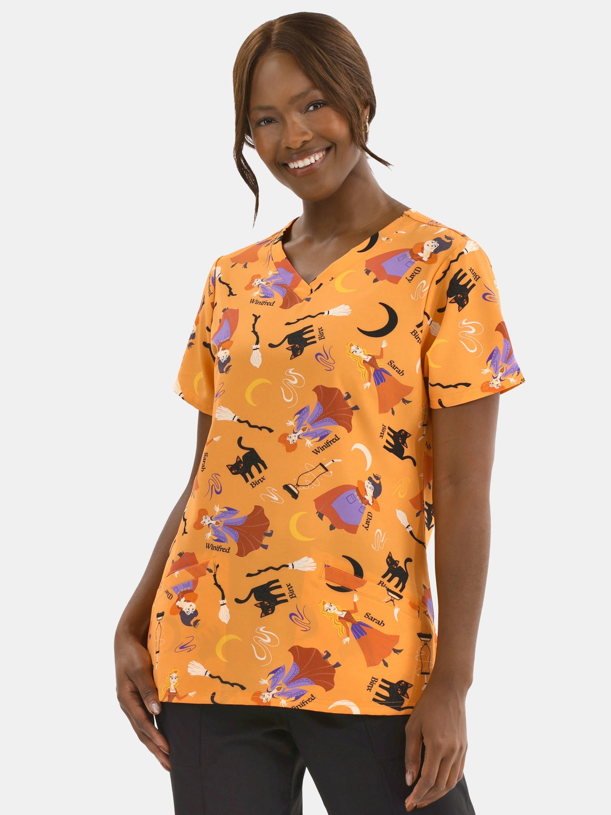 Care Bears Women's Halloween Scrub Top with Short Sleeves, Sizes S-XXXL