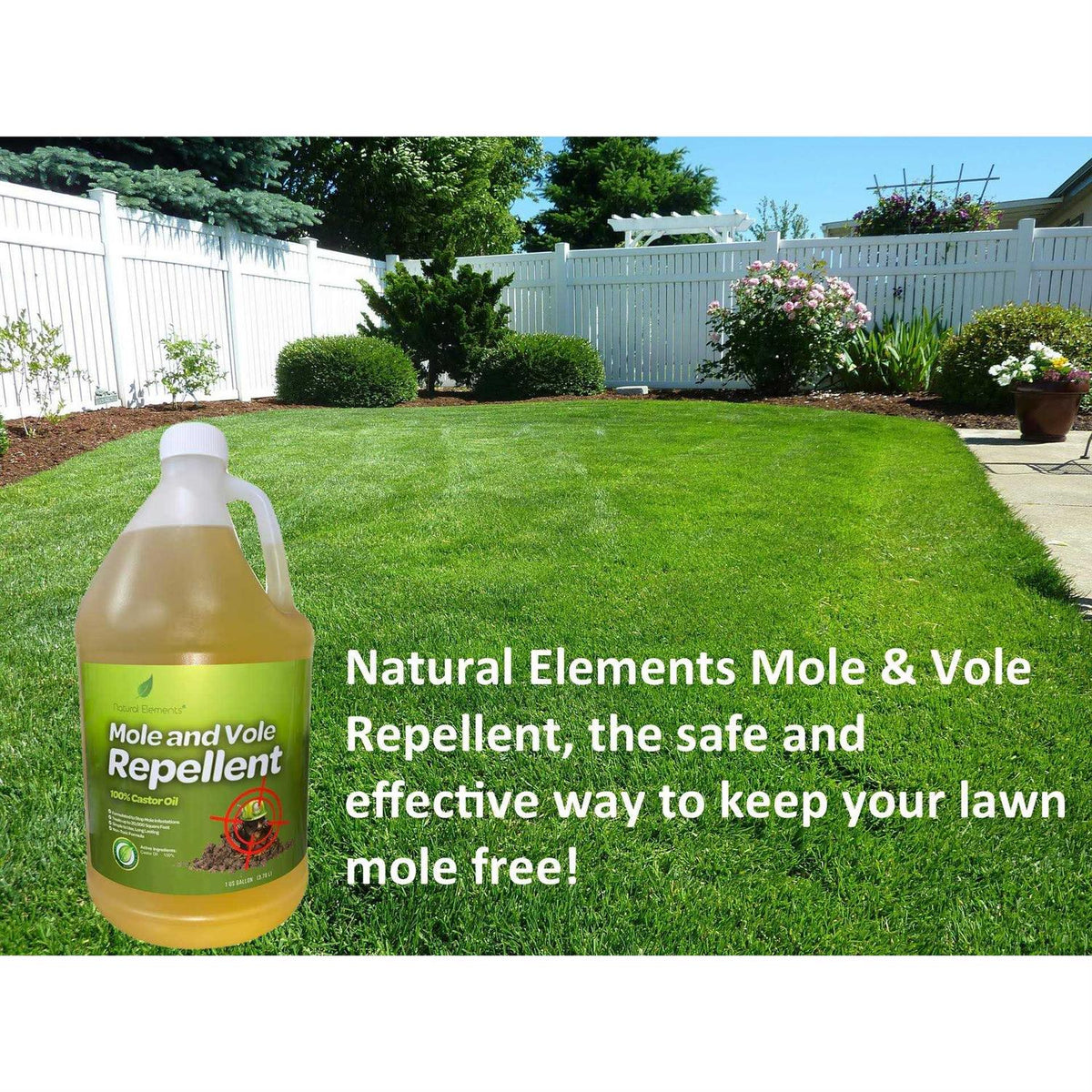 Natural Elements Mole And Vole Repellent - 100% Castor Oil, 1 Gallon