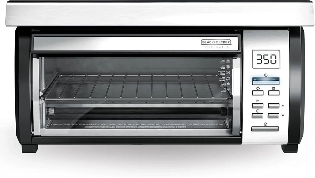 BLACK DECKER SpaceMaker Under Counter Toaster Oven, Digital Controls, Black/Stainless Steel, Fits 9 in Pizza Or 4 Slices