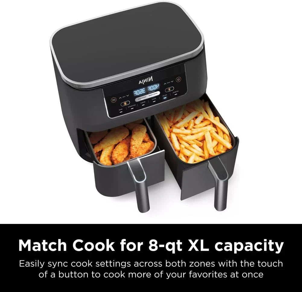 Ninja Foodi 10 QT 6-in-1 DualZone Smart XL Air Fryer, 2 Independent 5 QT Baskets, Grey - DZ550