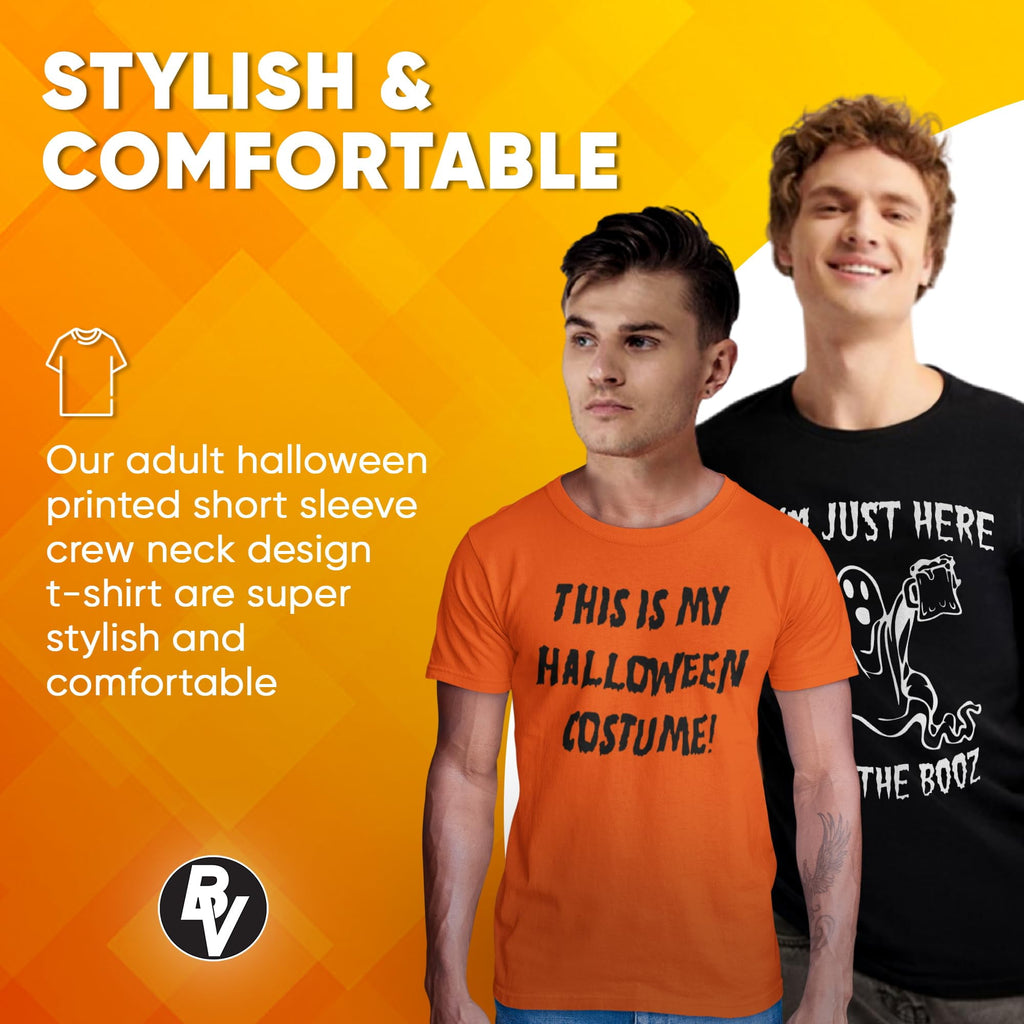 BROOKLYN VERTICAL Adult Halloween Printed T-Shirts Jack O' Lantern Pumpkin Skeleton Fun Costume Designs