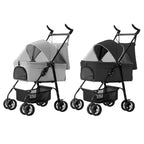 iMounTEK 4-Wheel Foldable Pet Stroller With Removable Liner And Storage Basket - Gray