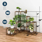 Corner Plant Stand - Indoor Wood Outdoor Plant Shelf For Multiple Plants
