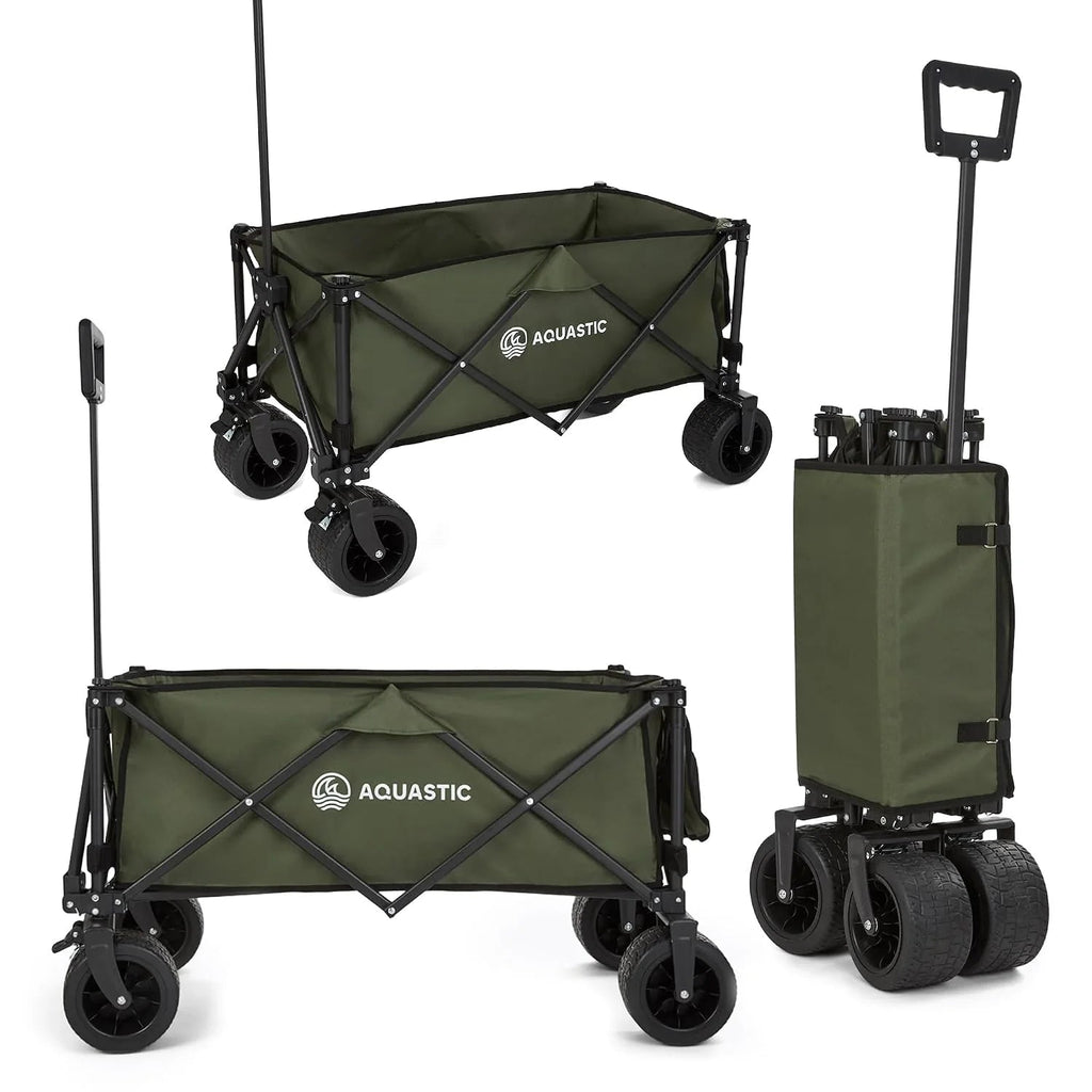 AQUASTIC Folding Transport Cart, 127 Litres, Olive - CARO