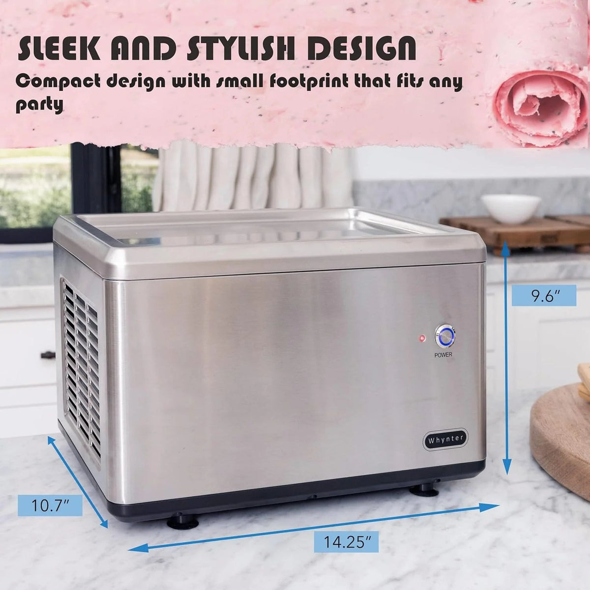 Whynter Rolled Ice Cream Maker With Compressor, 0.5-Quart Stainless Steel - ICR-300SS