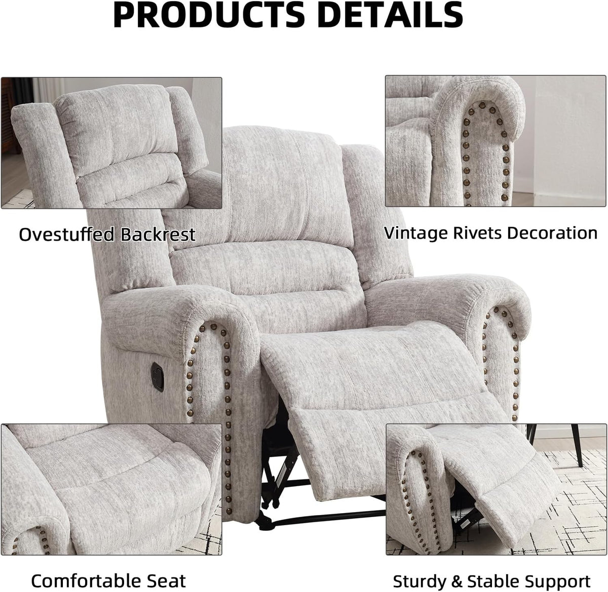 CANMOV Manual Recliner Chair, Nut Brown