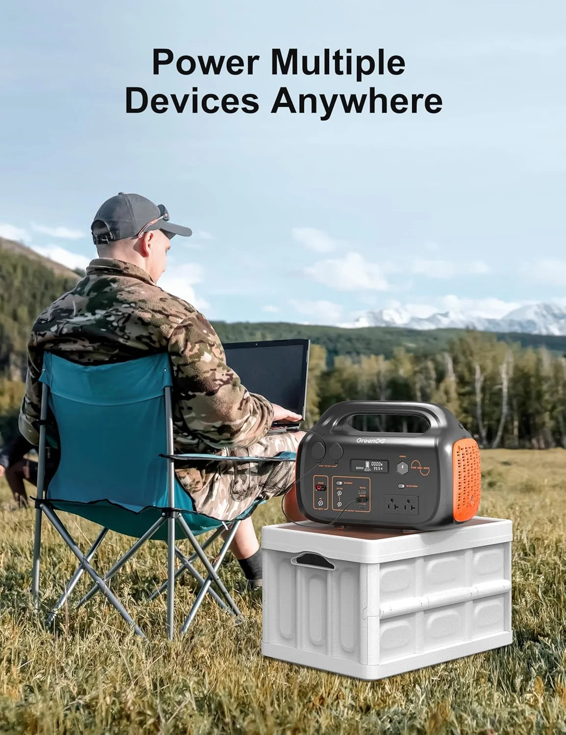GreenOE Portable Power Station 1000W 1024Wh With 100W Solar Panel