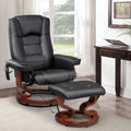 AVAWING Faux Leather Swivel Massage Recliner Chair With Ottoman - Black