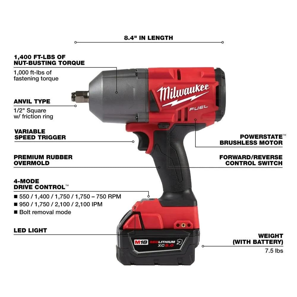 Milwaukee M18 FUEL 1/2 in High Torque Impact Wrench Friction Ring Kit - 2767-22R