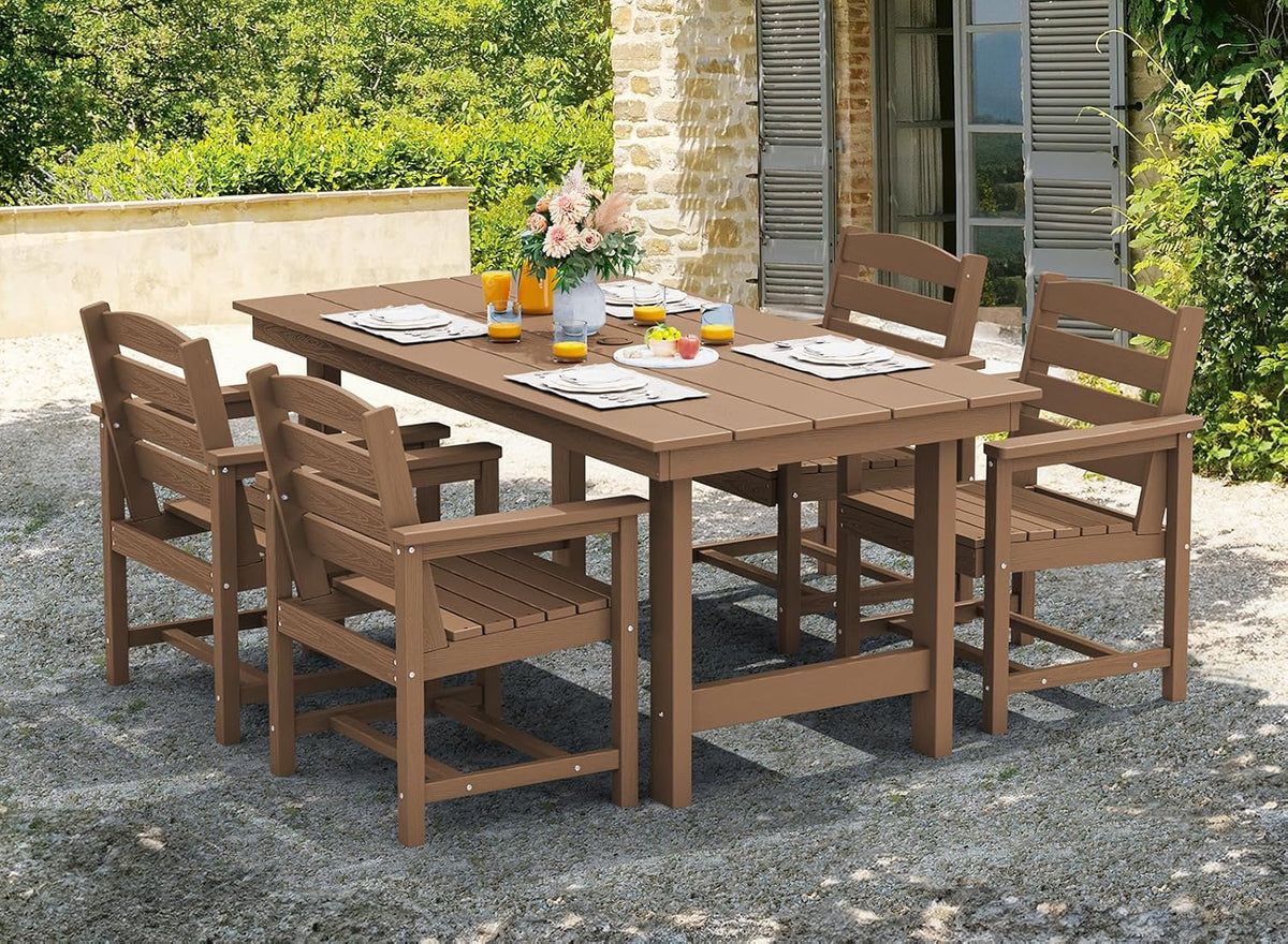 SERWALL 7-Piece HDPE Patio Dining Set, Aruba, 66.9in D x 32.2in W x 29.1in H
