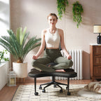 Pinmoco Ergonomic Cross-Legged Swivel Chair, Adjustable Height, Teddy Fabric, Off White