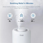 Levoit Smart Cool Mist Top-Fill Humidifier, 3 Liter, White - Dual 200S