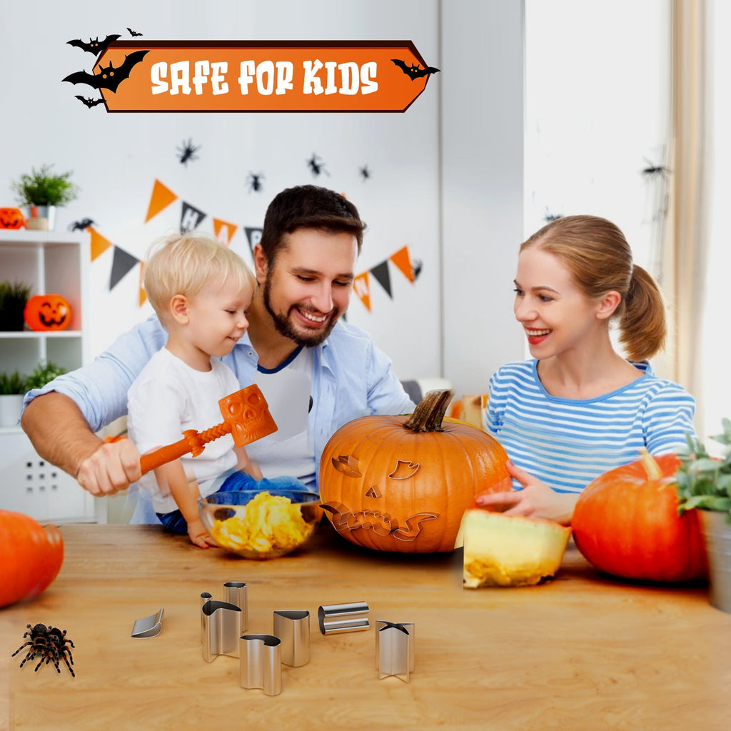 Gintenco Pumpkin Carving Tool & Kit, with Stainless Steel Molds, Decorating Kit 16pcs