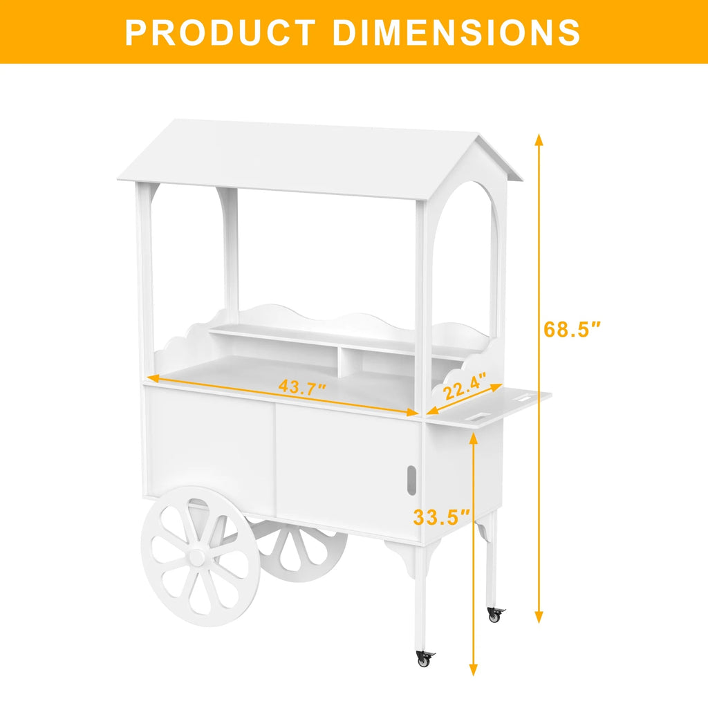 GDLF Candy Cart With Wheels And Storage Cabinet - 68.5 in