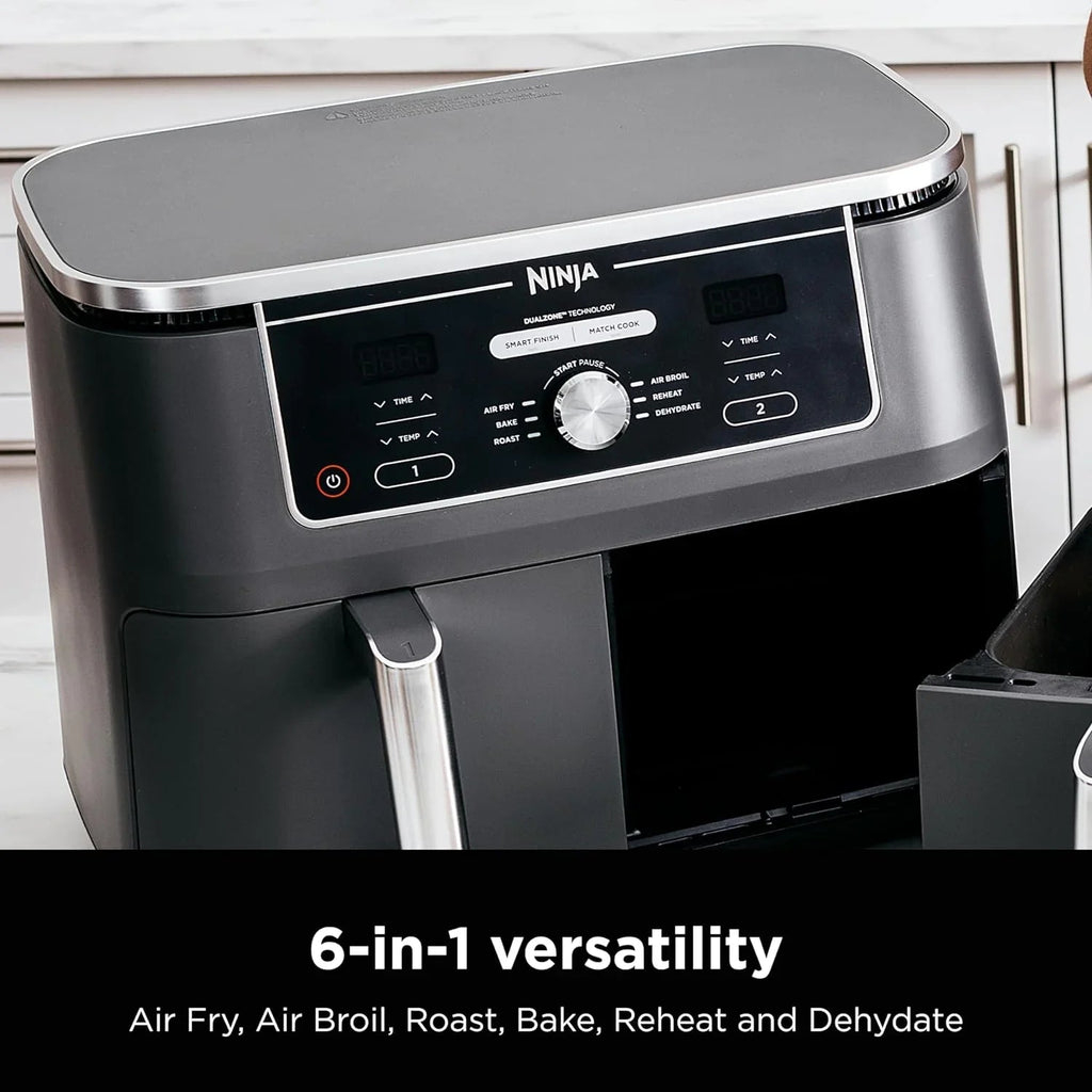 Ninja Foodi 10 QT 6-in-1 DualZone Smart XL Air Fryer, 2 Independent 5 QT Baskets, Grey - DZ550