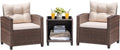 Devoko 3-Piece PE Rattan Patio Furniture Set With 2 Outdoor Chairs And Table, Brown - 26.8 x 25.2 x 29.5 inches