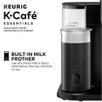 Keurig K-Cafe Essentials Single Serve K-Cup Pod Coffee Maker With Milk Frother, Black