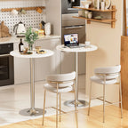 Round Bar-Height Bistro Pub Table With Metal Base And MDF Top, 23.8 x 23.8 x 39.5 Inch