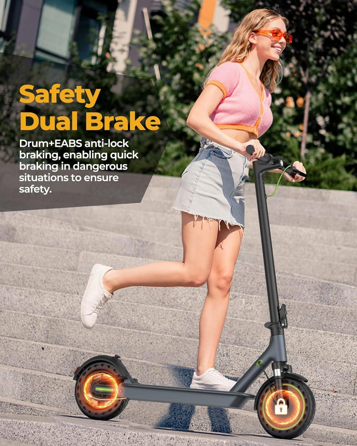 Roinside Electric Scooter, 8.5 in Solid Tires, 350W Motor, Up To 19 MPH, 21-23 Miles - UP12 Plus