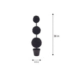 My Texas House Halloween 3-Ball Artificial Black Topiary, 3'