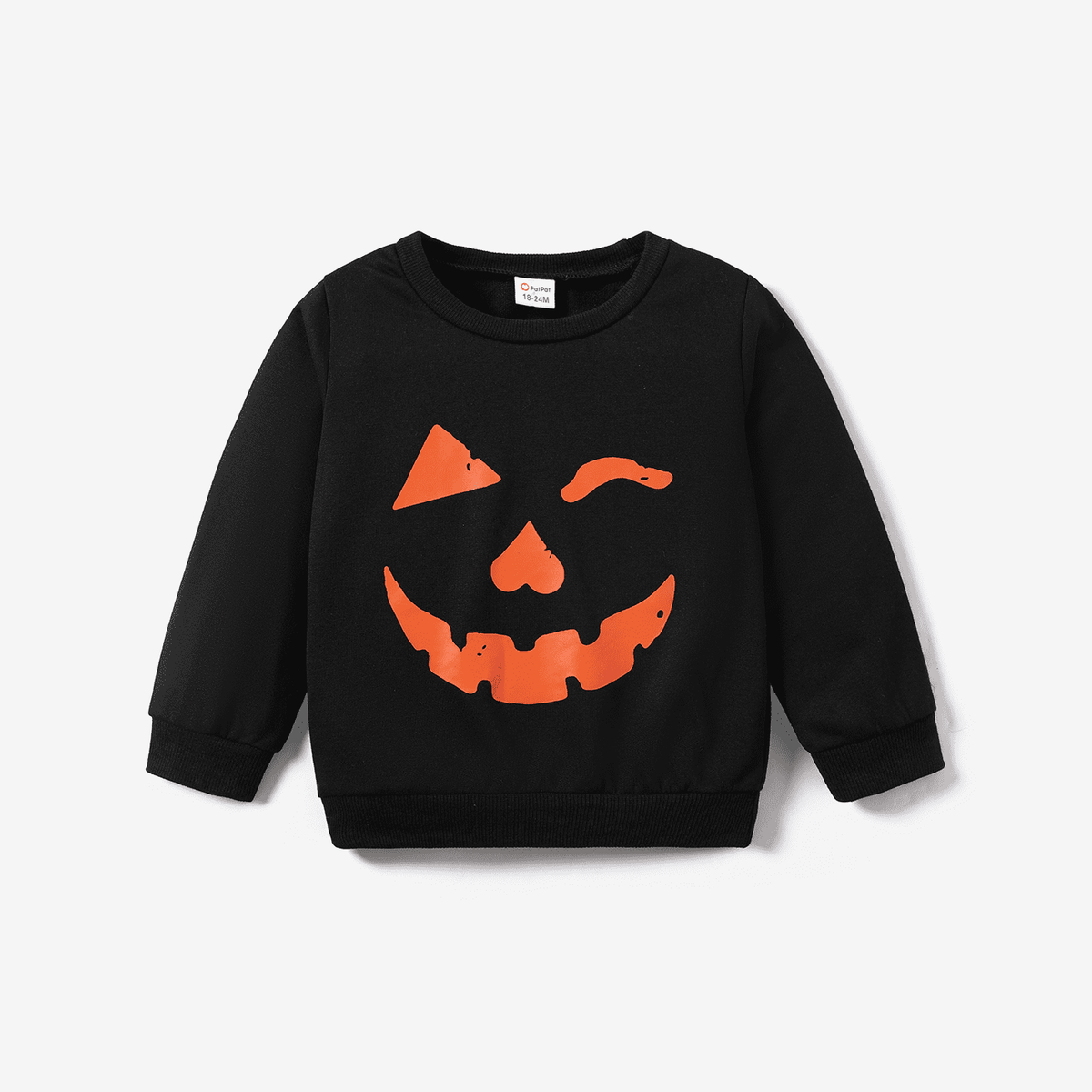 PatPat Halloween Clothes Toddler Boys Girls Sweatshirts Hoodies Pumpkin Face Kids Pullover Long Sleeve Graphic Tees