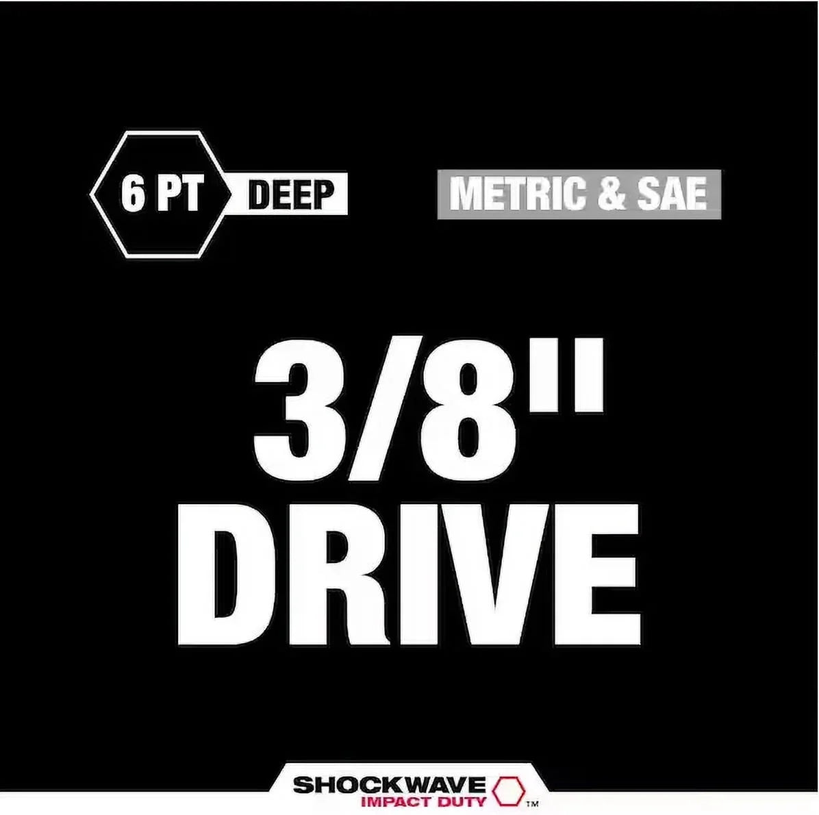 Milwaukee SHOCKWAVE 3/8 in. Drive SAE And Metric 6 Point Impact Socket Set, 43-Piece