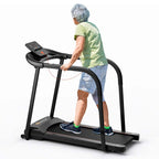 Walking Treadmill For Seniors With Long Handrails, 2.5 HP, 300 lbs Capacity, Black