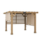 Sunjoy Cedar Wood Hot Tub Pergola 10 x 11 ft With Adjustable Canopy And Privacy Screen