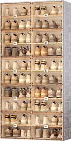 ANTBOX Stackable Plastic Shoe Storage Cabinet With Magnetic Clear Door, 10 Tiers 40 Pairs