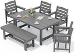 SERWALL 7-Piece HDPE Patio Dining Set, Aruba, 66.9in D x 32.2in W x 29.1in H