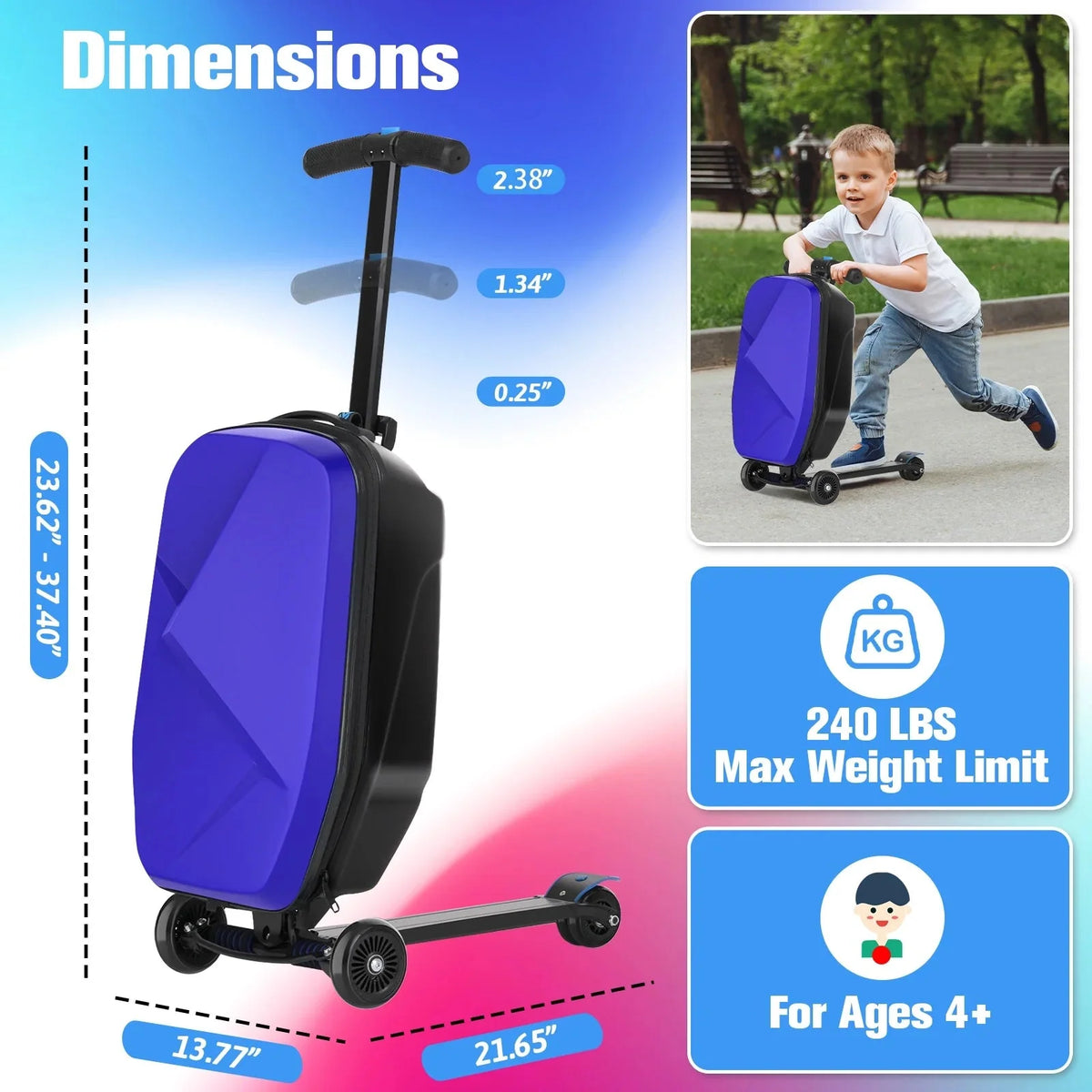 Advwin Scooter Luggage, 37 L, Pink