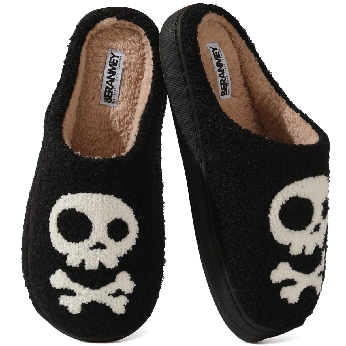 BERANMEY Halloween Slippers for Women Perfect Soft Plush Comfy Warm Slip-On Cute Womens Slippers Indoor Fluffy House Slippers for Women and Men Non-slip Fuzzy Flat Slides