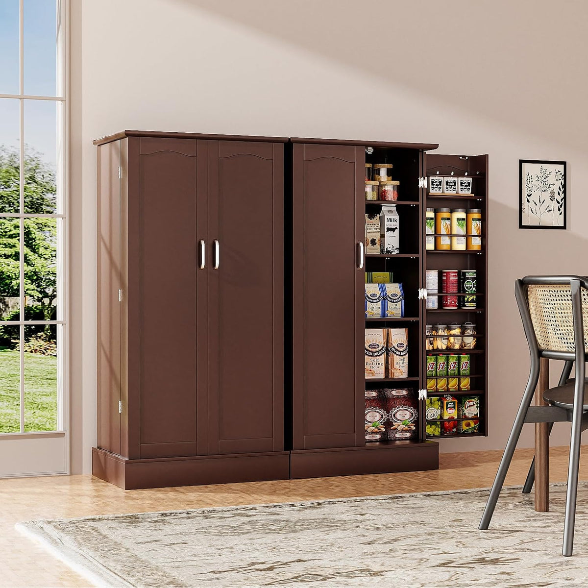 kepptory Pantry Storage Cabinet With Doors, 26 inch W x 16 inch D x 47 inch H, White - vsbcxzbsd