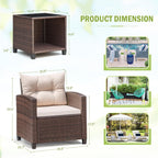 Devoko 3-Piece PE Rattan Patio Furniture Set With 2 Outdoor Chairs And Table, Brown - 26.8 x 25.2 x 29.5 inches